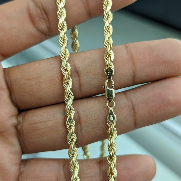 14kt Real Gold Rope Chain 4mm 22 inch - Picture 7 of 10